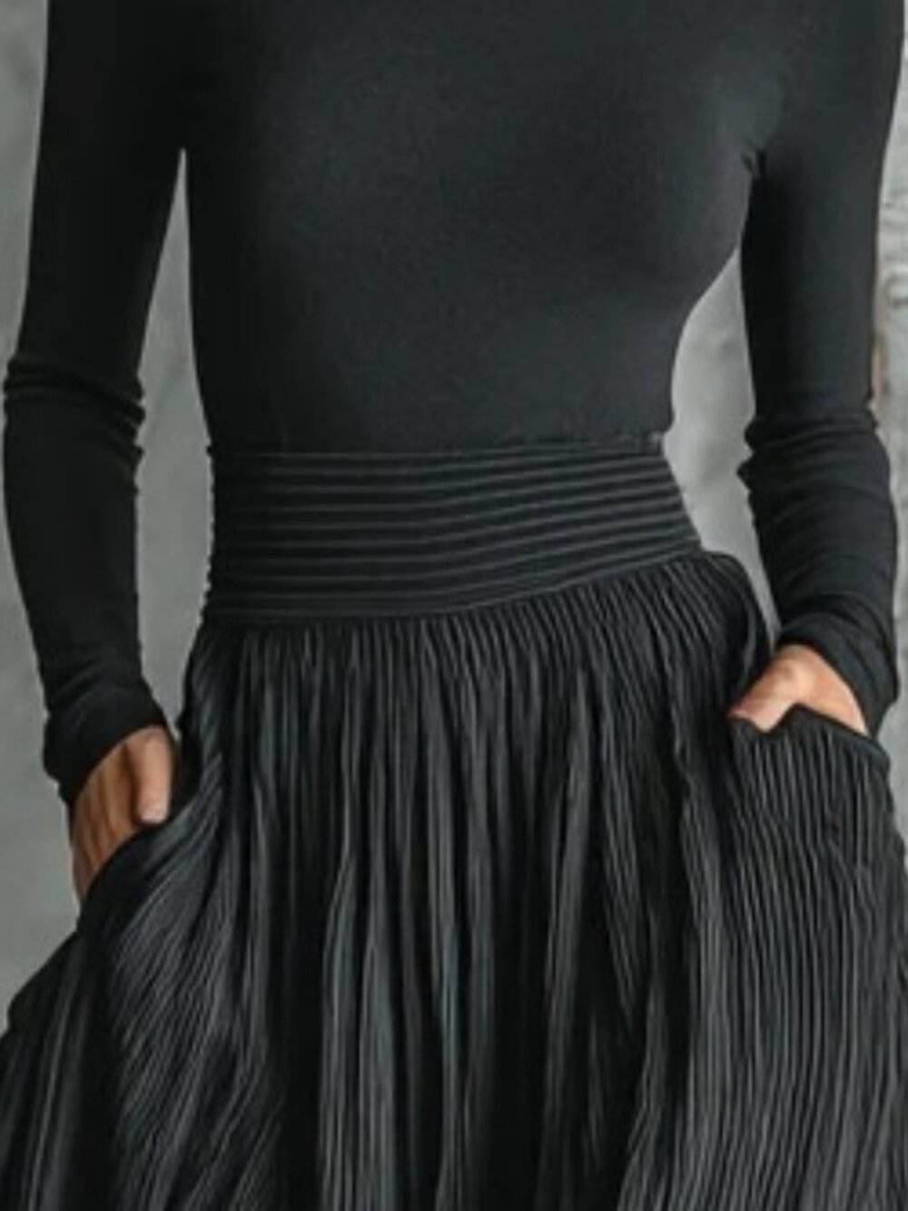 Elegant Retro Light Luxury Slim Fit Midi Dress – Women’s Long Sleeve - Picture 2 of 3